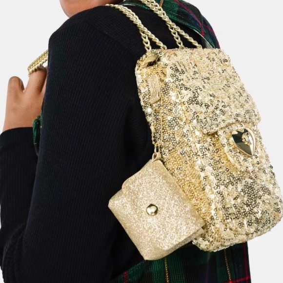 NWT: Women/ Junior Kids Gold Sequin Phone Bag - Picture 2 of 3